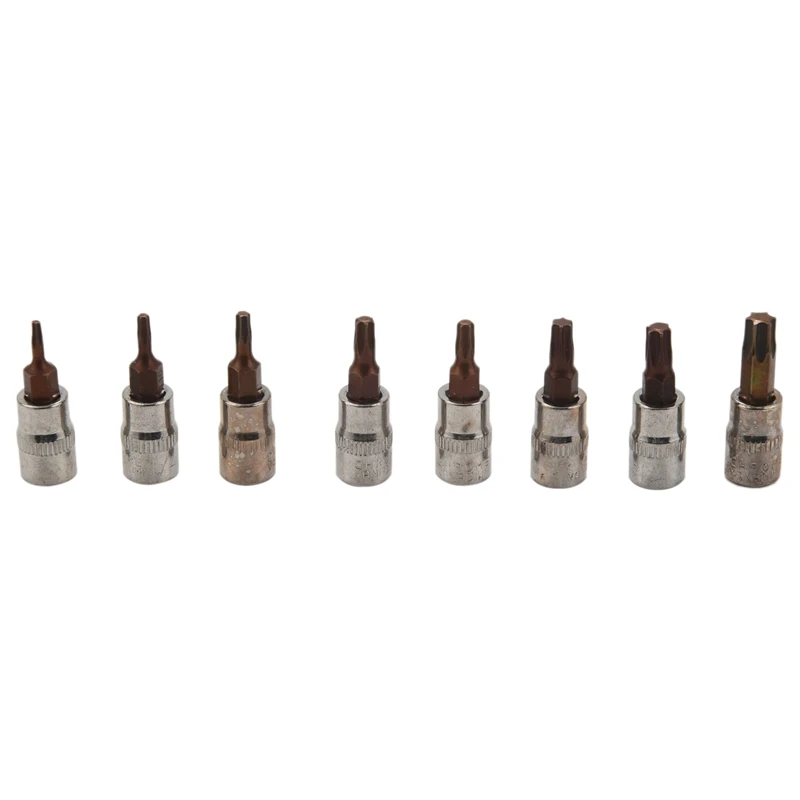 Набор из 8 головок Torx адаптер с квадратным приводом 1/4 дюйма T8 T10 T15 T20 T25 T27 T30 T40 S2
