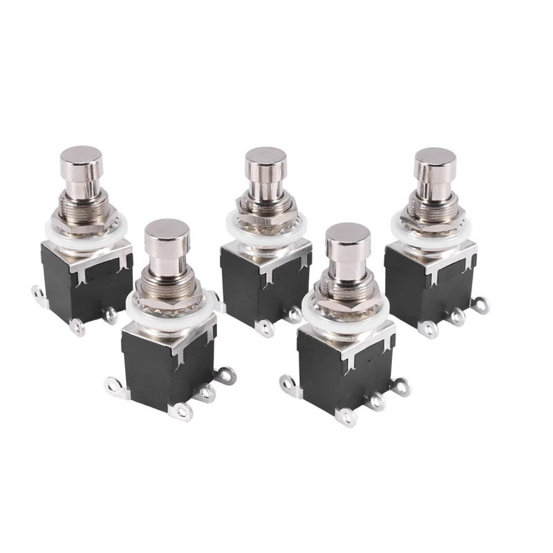 

5Pcs 6 Pin Dpdt Latching Stomp Foot Switch Pedal Guitar Push Button Metal True Bypass Ac 250V/2A 125V/4A