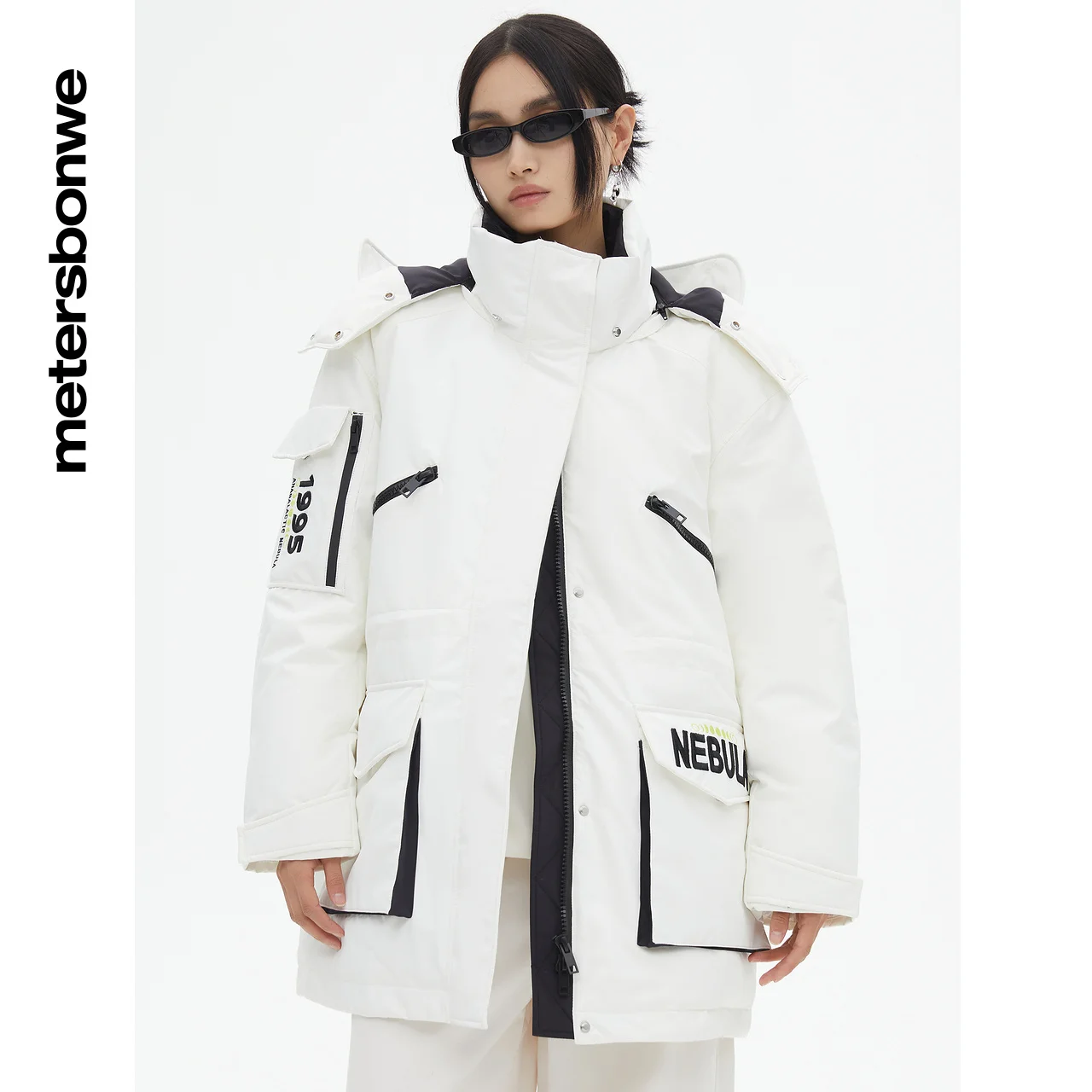 Metersbonwe Hooded Down Jacket Women Winter Cargo Parker Jackets Female Loose Down Jacket Outerwear Warm Jackets Brand Clothing