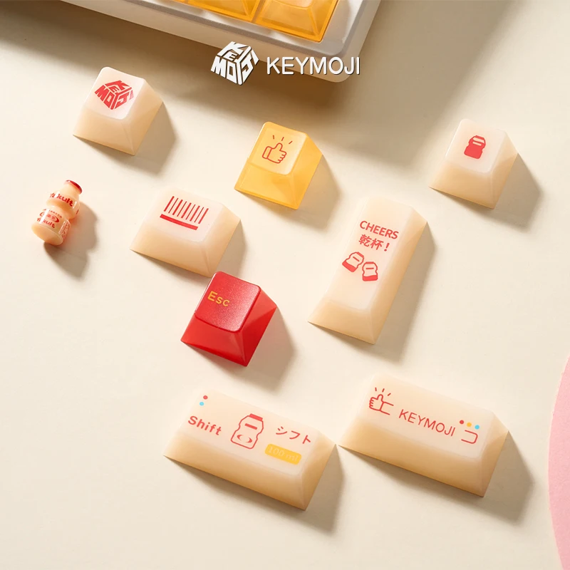 Фото KEYMOJI Салют! Набор колпачков для клавиш в стиле Yakult с вишневым дизайном для переключателей MX, 148 клавиш №2
