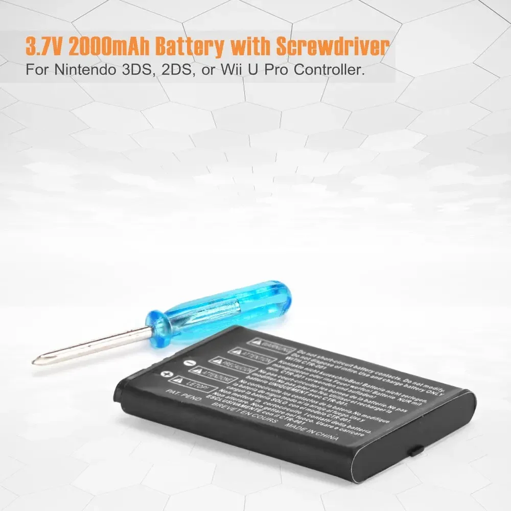 Фото Литий-ионный аккумулятор 3.7V 2000mAh CTR-003 для Nintendo 3DS 2DS N3DS, сменная перезаряжаемая батарея CTR003 №2