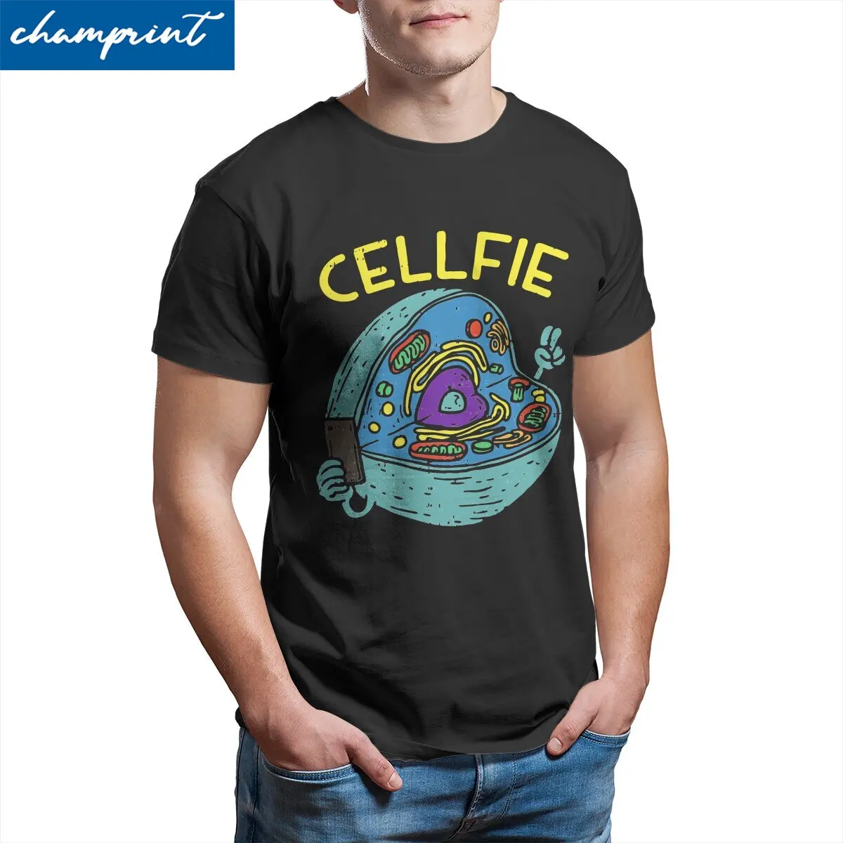 

Cell fie Biology Teacher T-Shirt for Men Chemistry Science Humor 100% Cotton Tee Shirt T Shirt Birthday Present Clothes