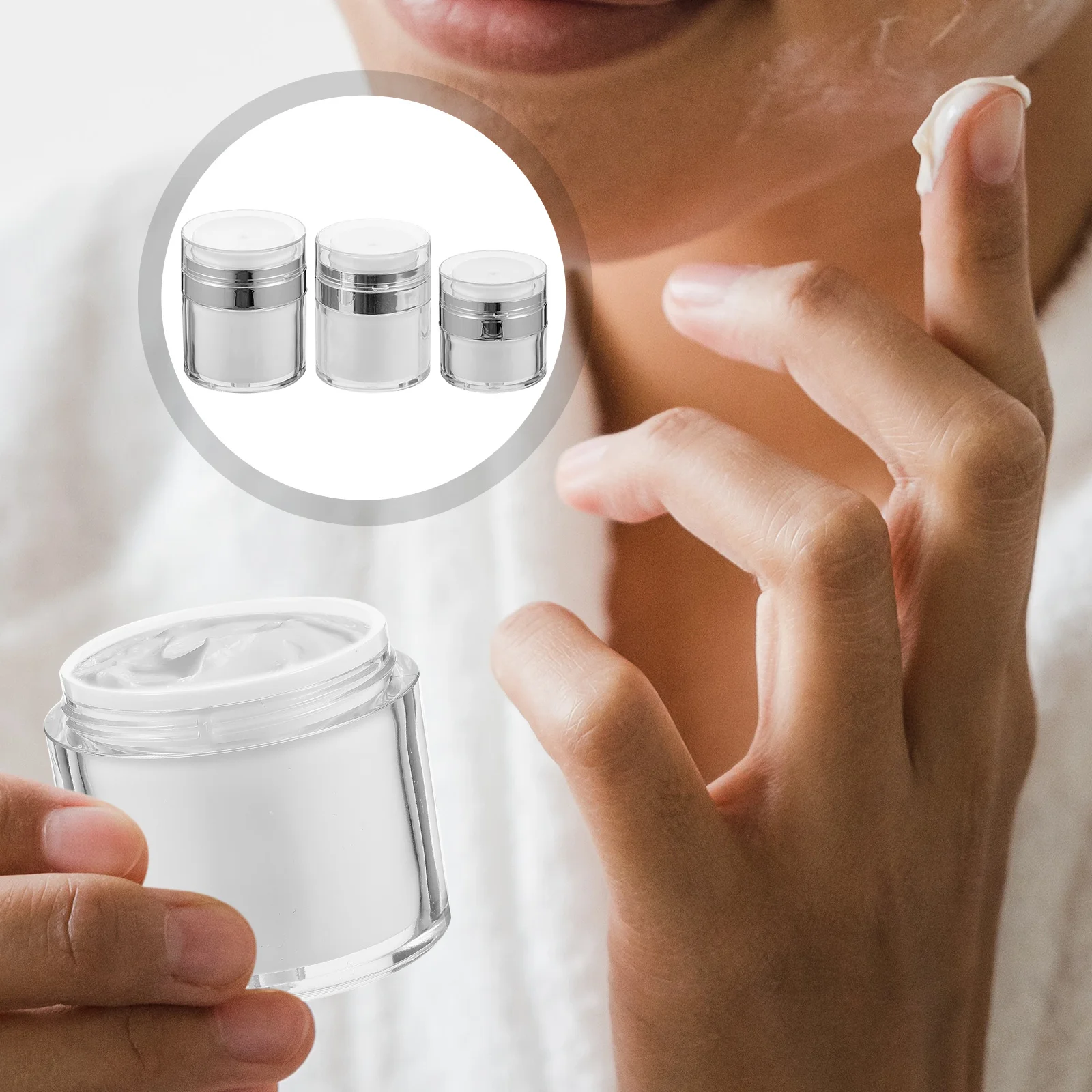 

3 Pcs Press Cream Jar Clear Container Airless Cream Jar Dispenser Empty Cream Pots Pp Matte Cream Jars Travel