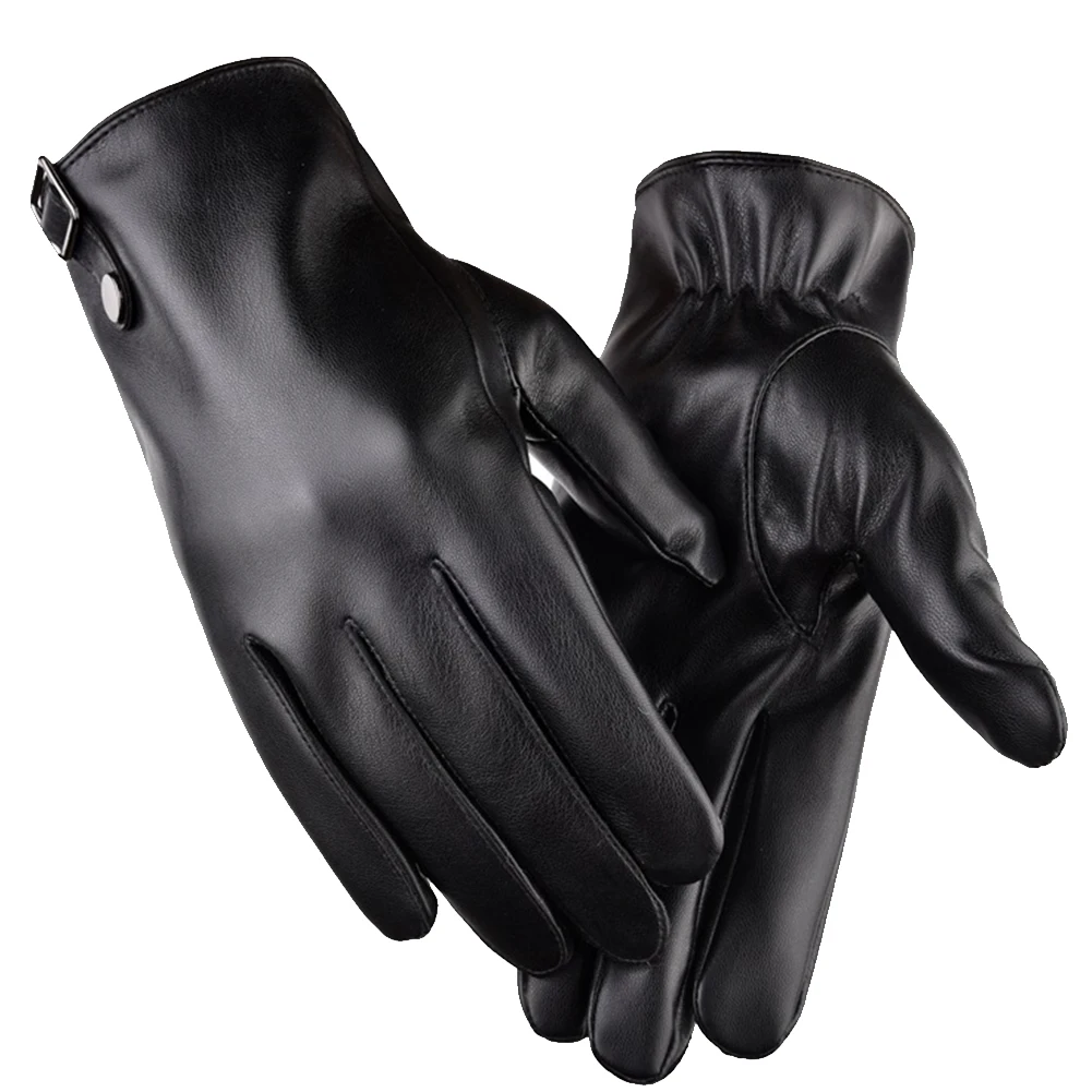 

Men Winter Windproof Non Slip Adjustable Skiing Outdoor Sports Warm Bicycle Cycling Glove Motorcycle Full Finger PU Leather