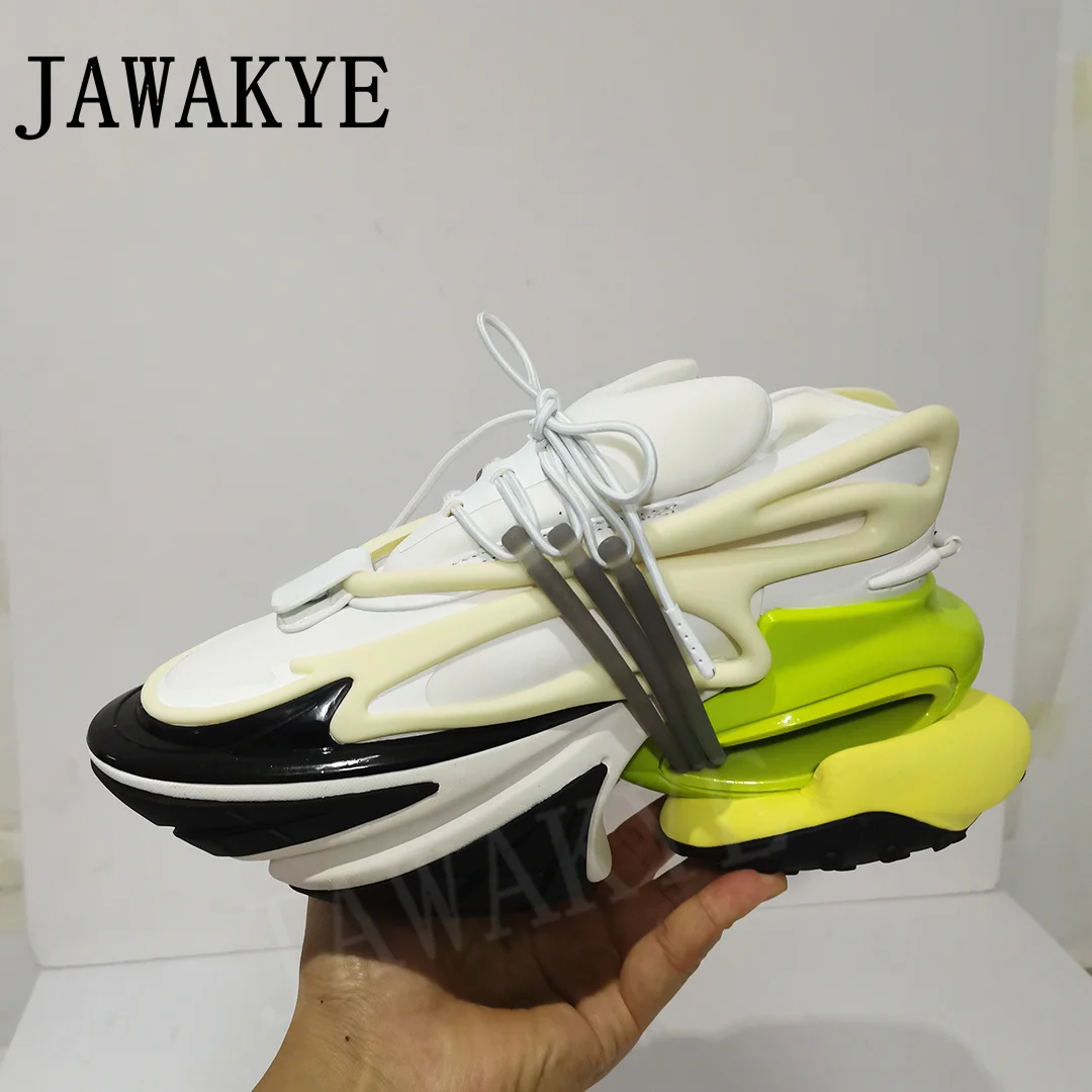 

Popular Unisex Platform Rubble Sneakers Shoelace Strap Thick Bottom Casual Shoes Men Ridged Sole Trainers Walking For Women