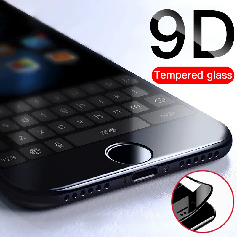 

Закаленное стекло с закругленными кромками 9D для iPhone Xs Max Xr 6 6s 7 8 Plus