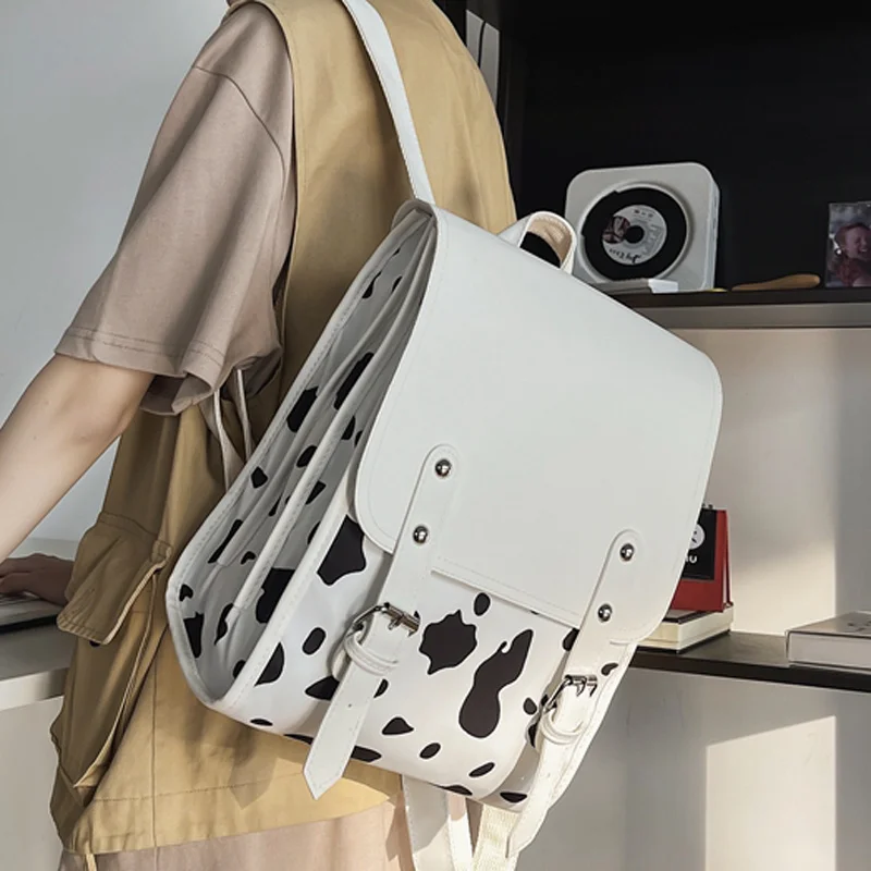 

New Women Backpacks Leather Cute Designer Backpack Female White Black School for Teenage Girls Travel Fashion Bagpack