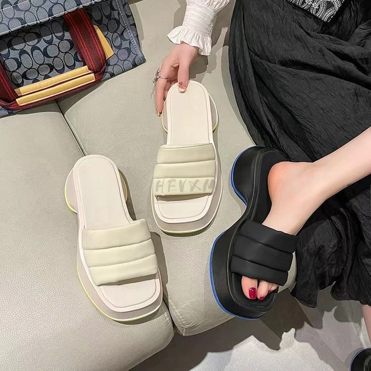 

Platform Women Slippers New Chunky Summer Shoes 2022 Pumps Fashion Outdoor Slides Ladies Sandals Casual Flip-flops Women Shoes