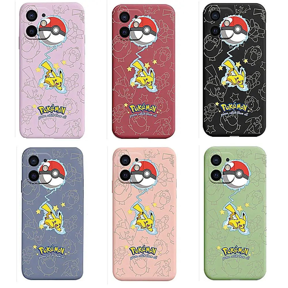 

Cartoon Anime Pokmon Cute Pikachu Phone Case for Apple 13Pro12Promax11Xr Liquid Silicone Good-Looking and Durable