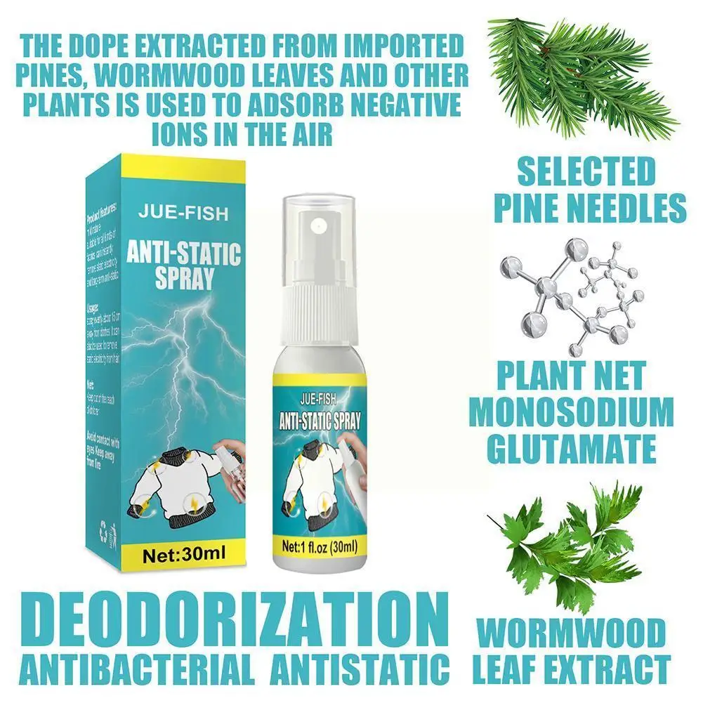 

30ml Anti-static Cloth & Hair Chemical Fiber Sweater Spray Replenishes Remover Static Sprays Antistatic A3a5