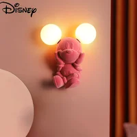 Disney cute cartoon Mickey Minnie wall lamp pink children's room bedside lamp boy girl bedroom wall lamp decoration