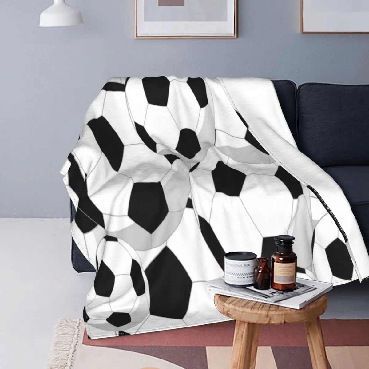 Одеяло для футбольного мяча коралловый флис плюшевое зимнее Спортивное
