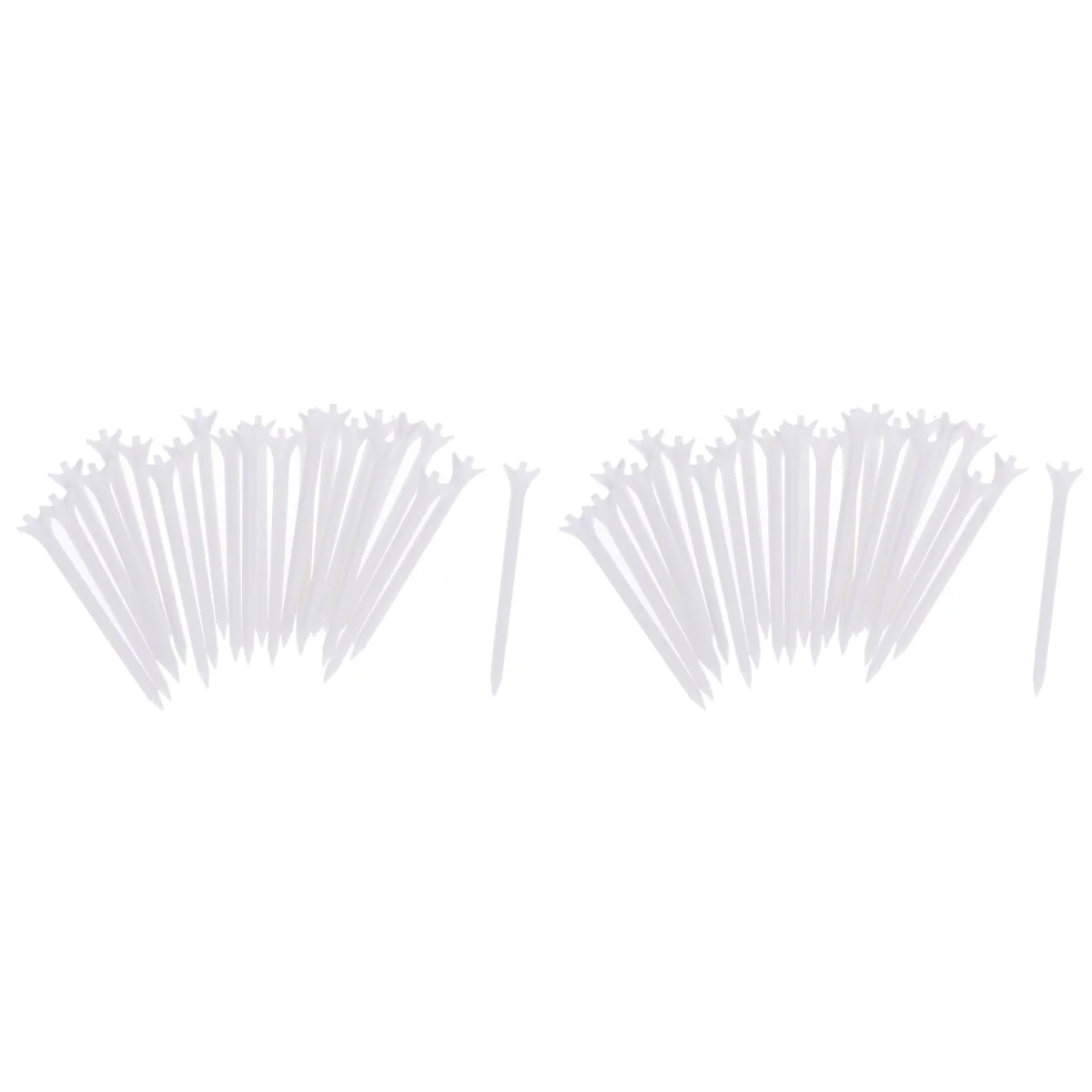 

48 pcs 70mm Zero Friction Plastic 5 Prong Tees (White)