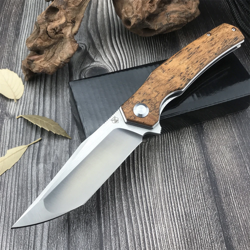 

Shirogorov Falcon Pocket Folding Knife Bearing D2 Blade Golden Sandalwood Handle EDC Hunting Camping Survival Tactical Navaja