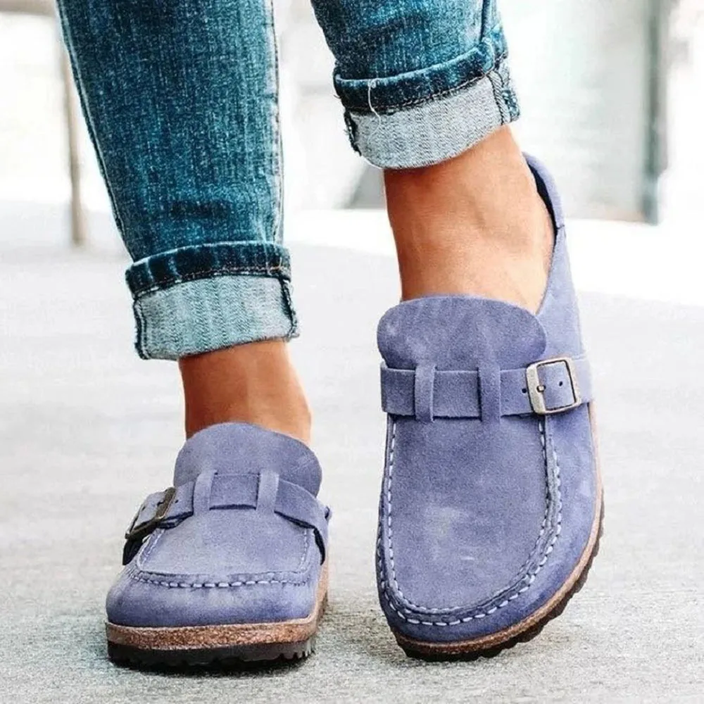 

Women Slip On Loafer Flat Shoes Casual Comfort Suede Slip On Mules Slippers Home Office Closed Toe Walking Shoes