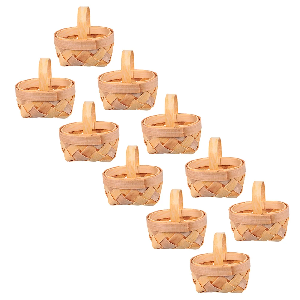 

10Pcs Mini Wooden Baskets Wooden Woven Baskets Miniature Flower Baskets
