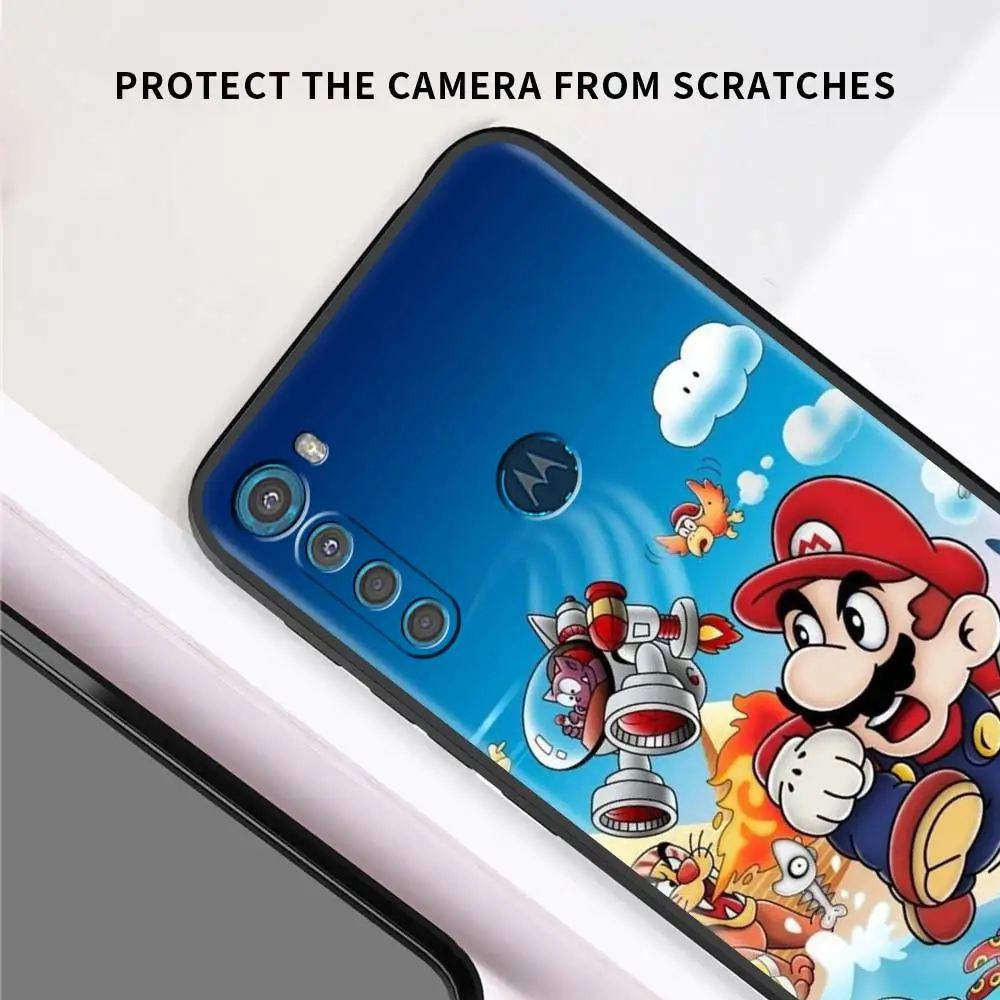 black phone case for motorola moto g30 g60 g9 play one fusion g8 power e6s flexible coques one hyper sac mario mushroom free global shipping