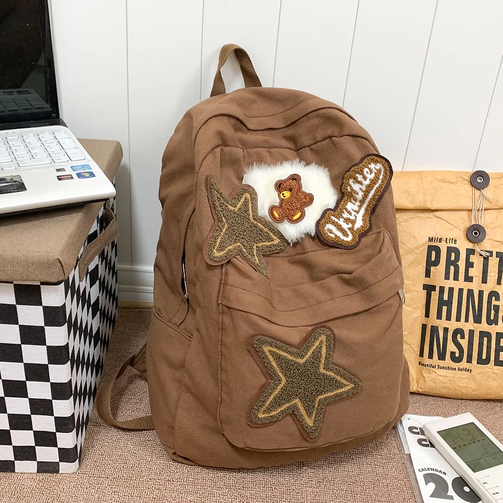 

Girls Travel Backpack Large Capacity Adjustable Strap Multifunctional Bear&Star Pattern for Working Vacation