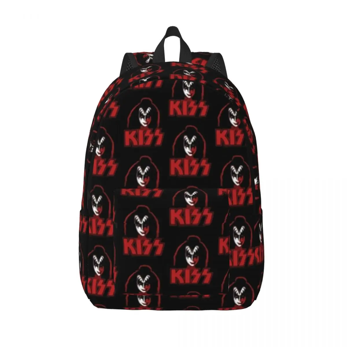 

Kiss Band Face Canvas Backpacks Red Kiss Logo Trekking Lightweight Backpack Fun Bags