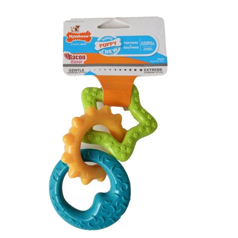 

Nylabone Puppy Teething Rings - Bacon Flavor