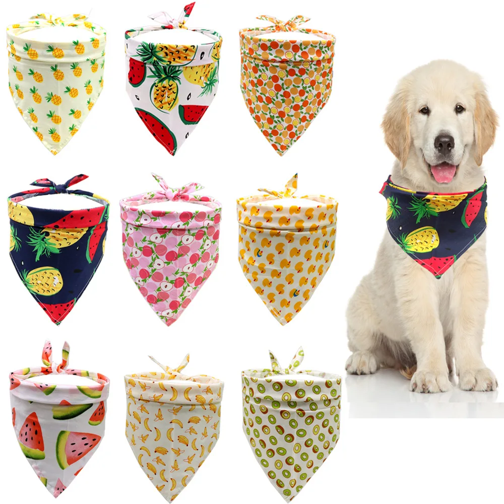 

Fashionable Fruit Print Pet Scarf for Dogs Accessories Triangle Scarf Summer Cotton Cute Pet Bib Dog Triangular Bandage Bow Tie