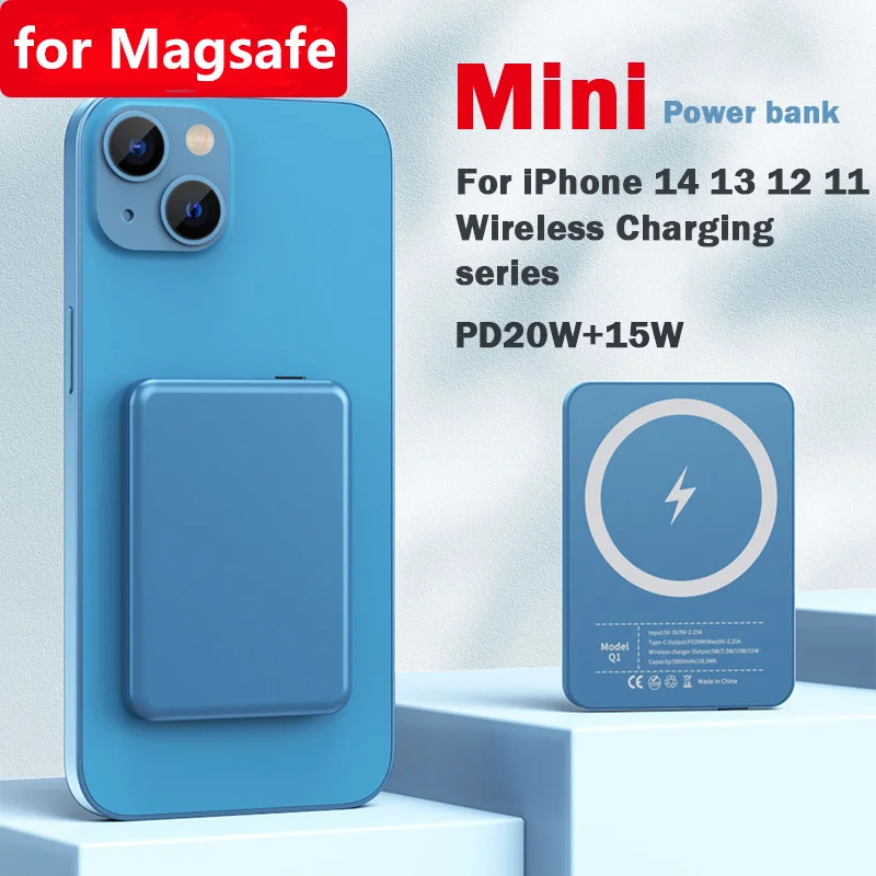 

Portable Power Bank 5000mAh Mini Magnetic Powerbank for Magsafe Wireless Charger PD20W Fast Charging Power Banks for iPhone 14