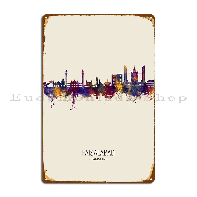 

Faisalabad Skyline Metal Sign Pub Painting Vintage Designer Retro Tin Sign Poster