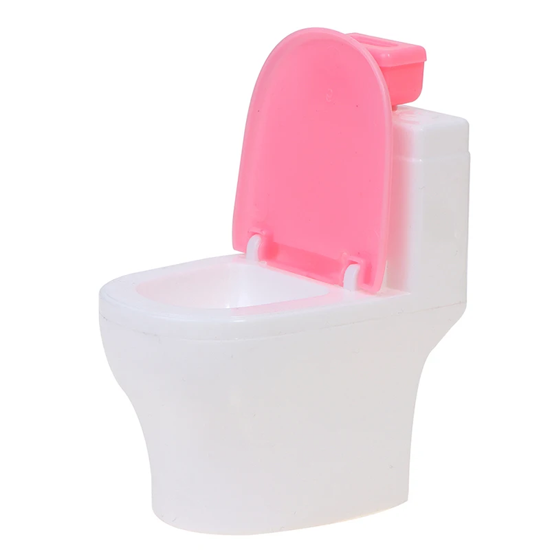 

Pink Color Dollhouse Furniture Vintage Bathroom Modeling Toilet Model Doll House Miniature Baby Pretend Toys Dolls Accessories