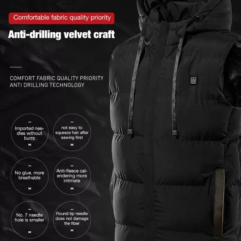 Winter Electric Heated Vest Waistcoat for Hunting Camping Men Warm Vest Clothing 3Gear Temperature Adjustable enlarge