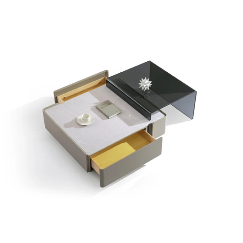 

Xl TV Cabinet Unit Light Luxury Living Room Home Small Apartment Glass Coffee Table Color LCD Stone