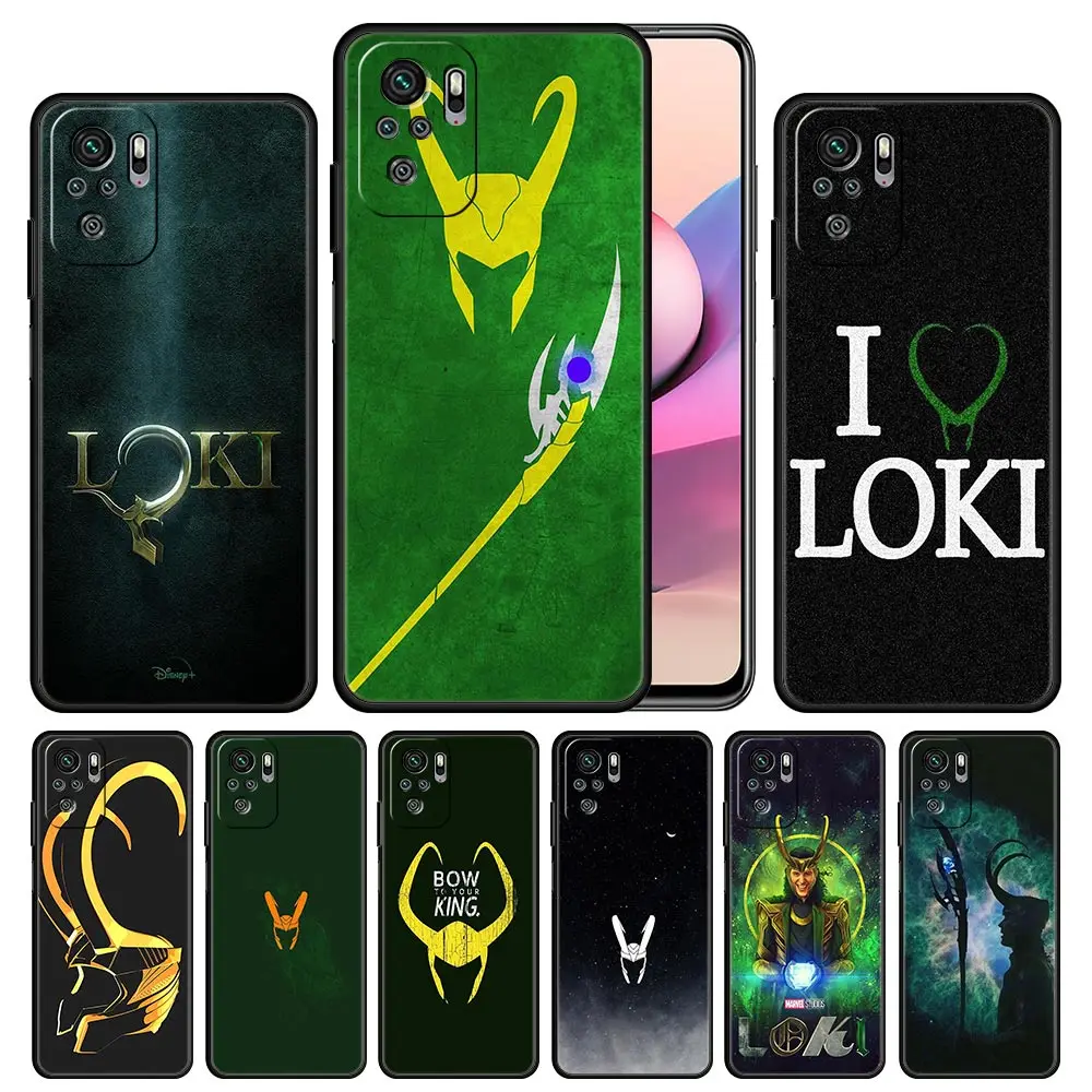 Чехол с супергероями Marvel Loki для Xiaomi Redmi Note 9S 9 8 10 11 Pro 7 9T K40 9C 8T 9A 7A 8A черный