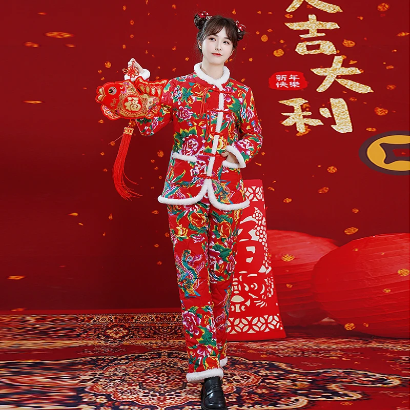 Осень-зима 2024 новая северо-восточная куртка с большим цветком на хлопковой