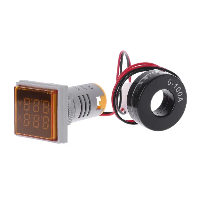 

Square Dual Display Voltmeter & Ammeter LED Digital Gauge 60-500V 0-100A Current Meter Durable Panel