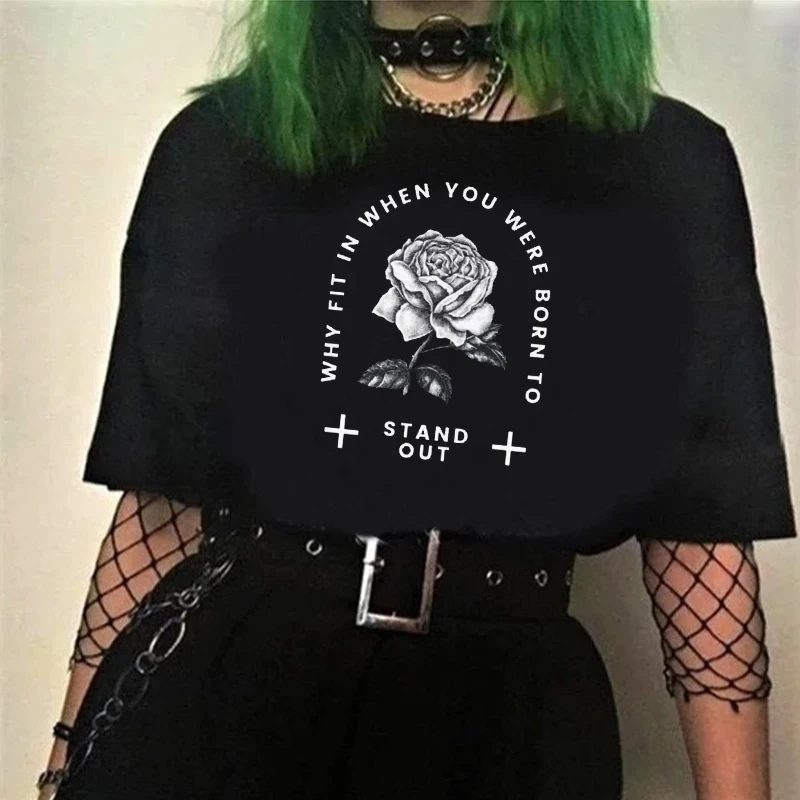 

Why Fit When You Were Born To Stand Out Shirt Aesthetic Shirt Goth Clothing Women Streetwear Women Top Goth Tees Vintage M