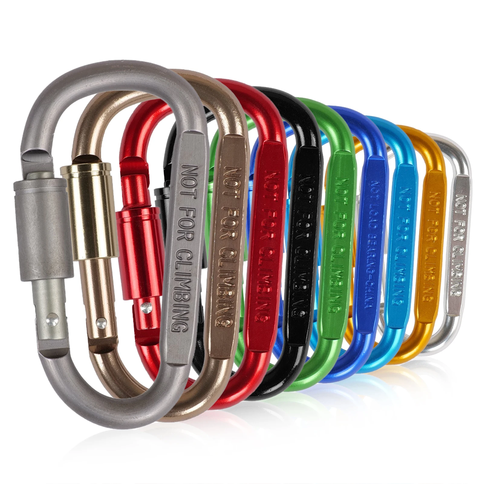 

9 Pack Aluminum Alloy D-ring Locking Carabiner Clip Hanging Buckle Keychain for Outdoor Camping Hiking