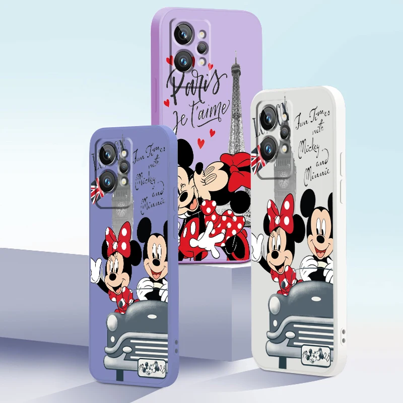 

London Mickey Minnie mouse Liquid Rope Phone Case For OPPO Realme Q3S Q5i 50A 50i C21Y C11 GT Neo3 Neo2 9 9i 8 8i 7 Pro Plus