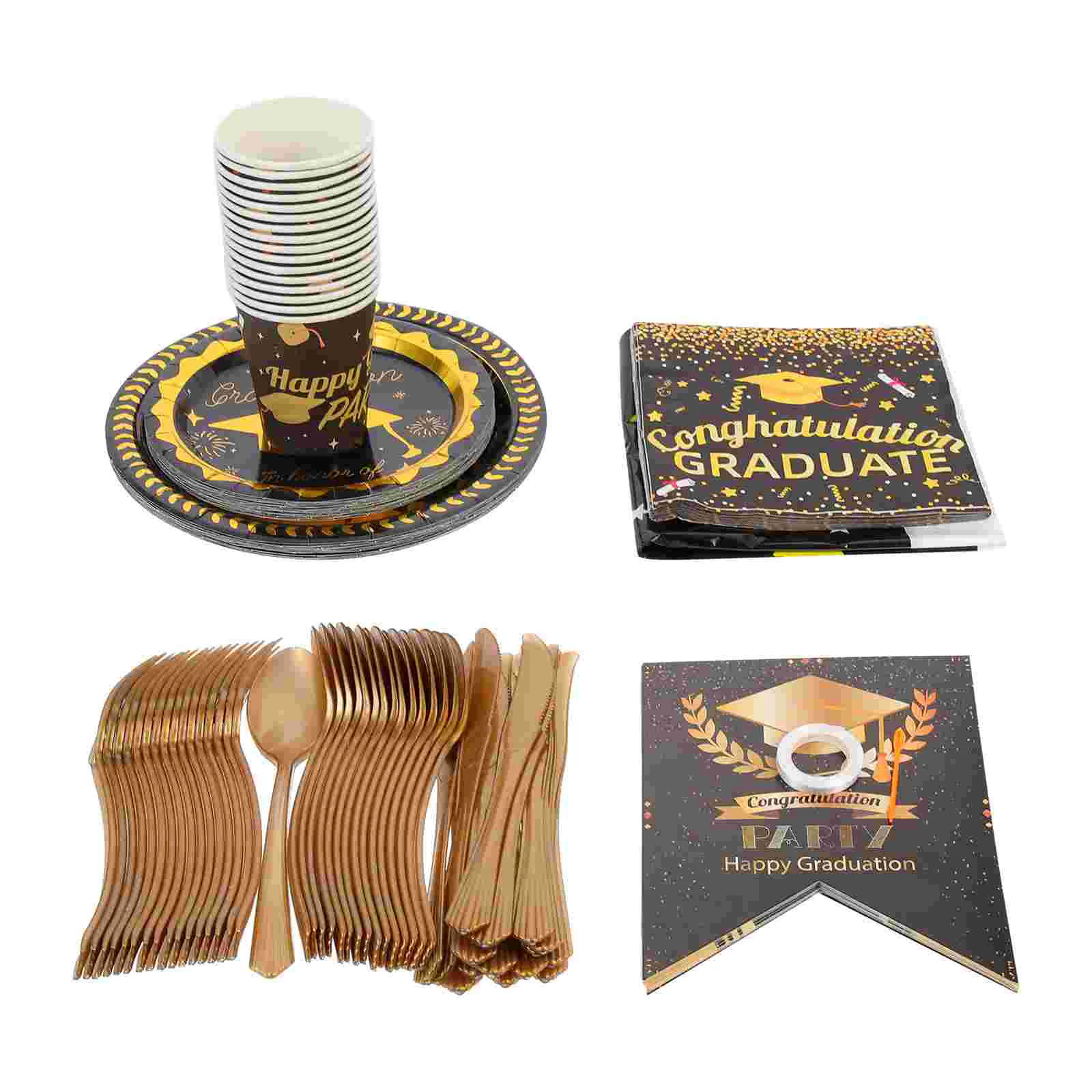 

1 Set Party And Cups And Napkins Sets Graduation Paper Plate Cup Set Party Cups Graduation Party Supplies