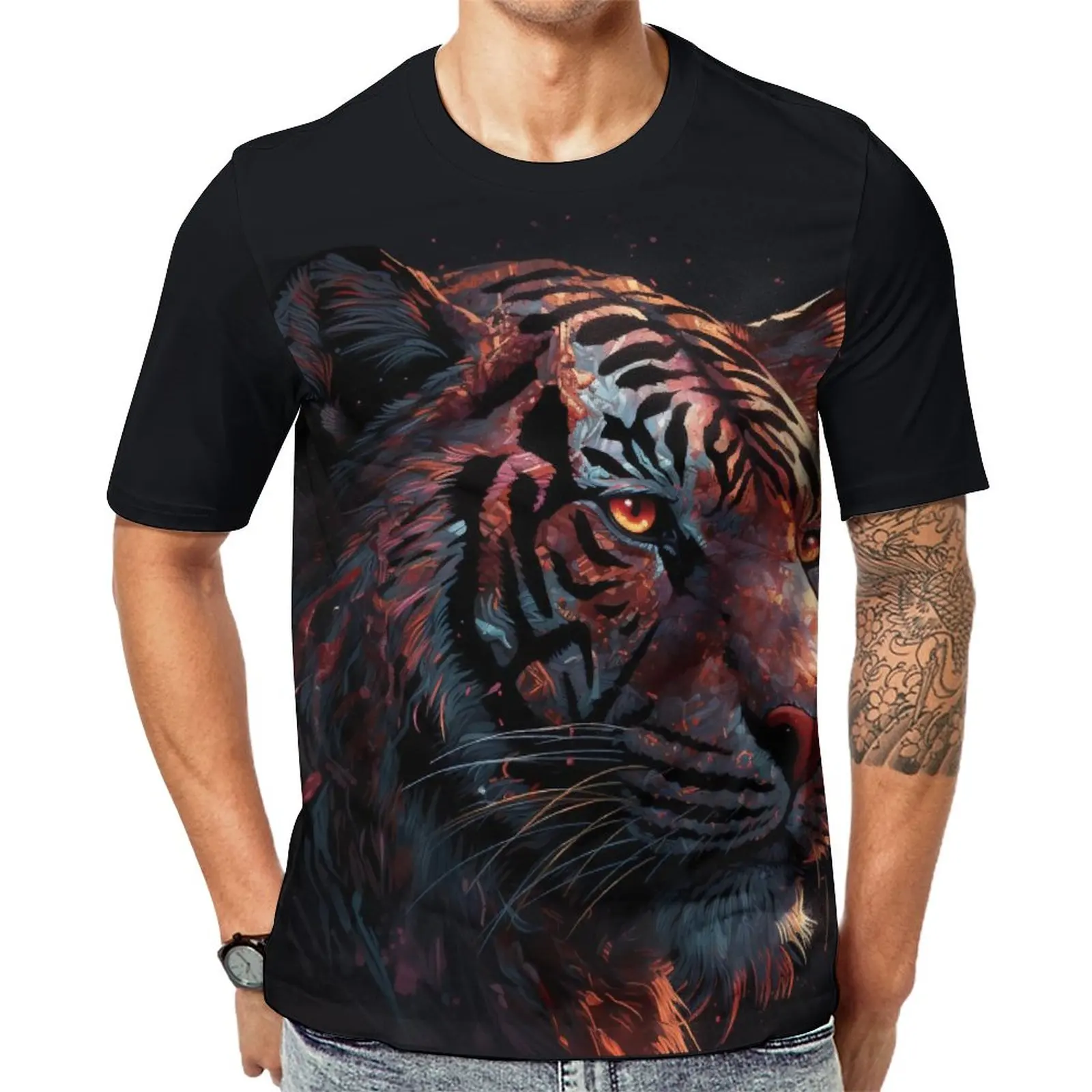 

Tiger T-Shirt Fantastic Grotesque Cool T-Shirts Male Funny Tshirt Summer Short-Sleeved Custom Top Tees Plus Size 6XL