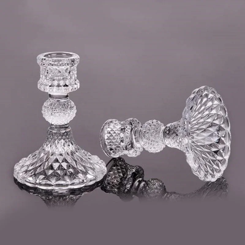 

Classic Glass Candlestick Holder Style Durable Long Lasting Stable Base Candle Holder Easy To Clean Decoration for Room