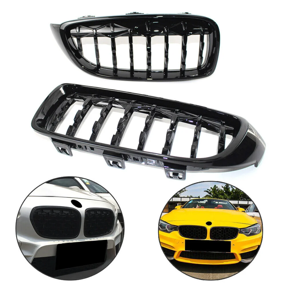

2X Front Grill Black Diamond Metero Style Grill For BMW 4-Series F32 F33 F36