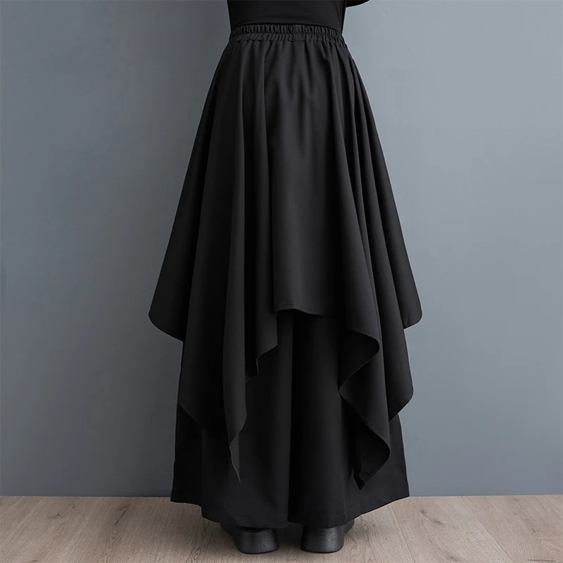 Женские широкие брюки с высокой талией #2963 женские ассиметричные разрезом