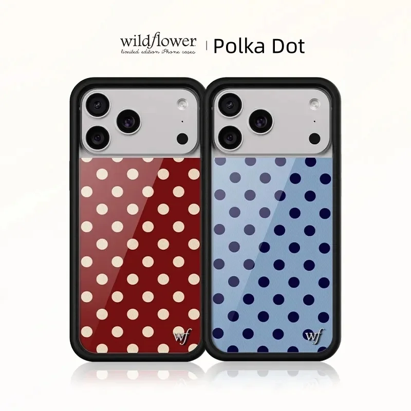 Фото Чехол для телефона Wildflower 3D в горошек для iPhone 16, 15, 14, 13, 12, 17 Pro Max Plus Air 17proMax, синий, красный, волнистый, WF, чехол Coque №1