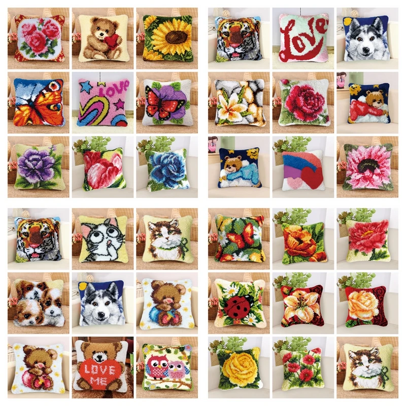 

50x50 см Цветочная вышивка, набор крючков с защелкой, подушка, декоративный ковер, подушка, крючок с защелкой, наборы ковровых покрытий, упаков...