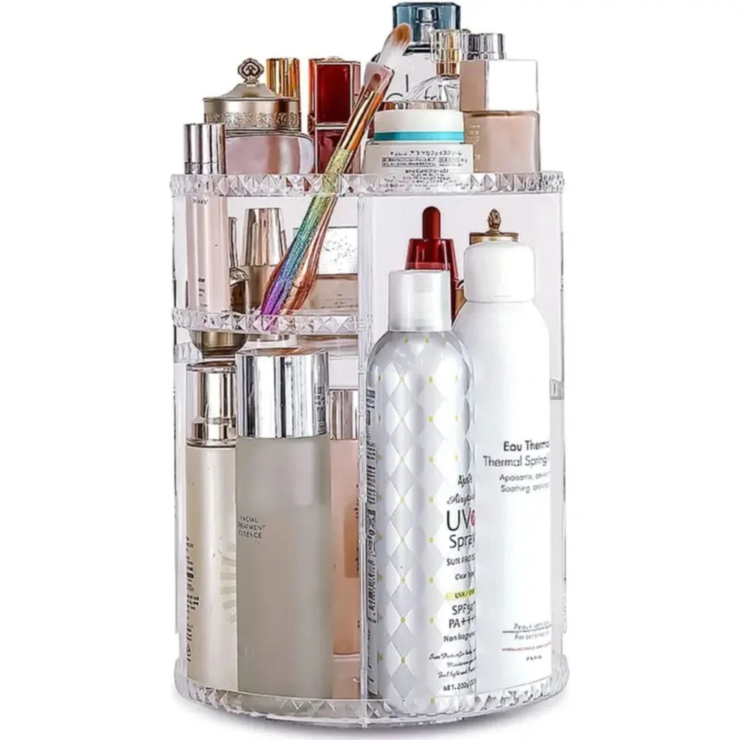 Прочный и стильный акриловый прозрачный косметичка большой емкости с вращением