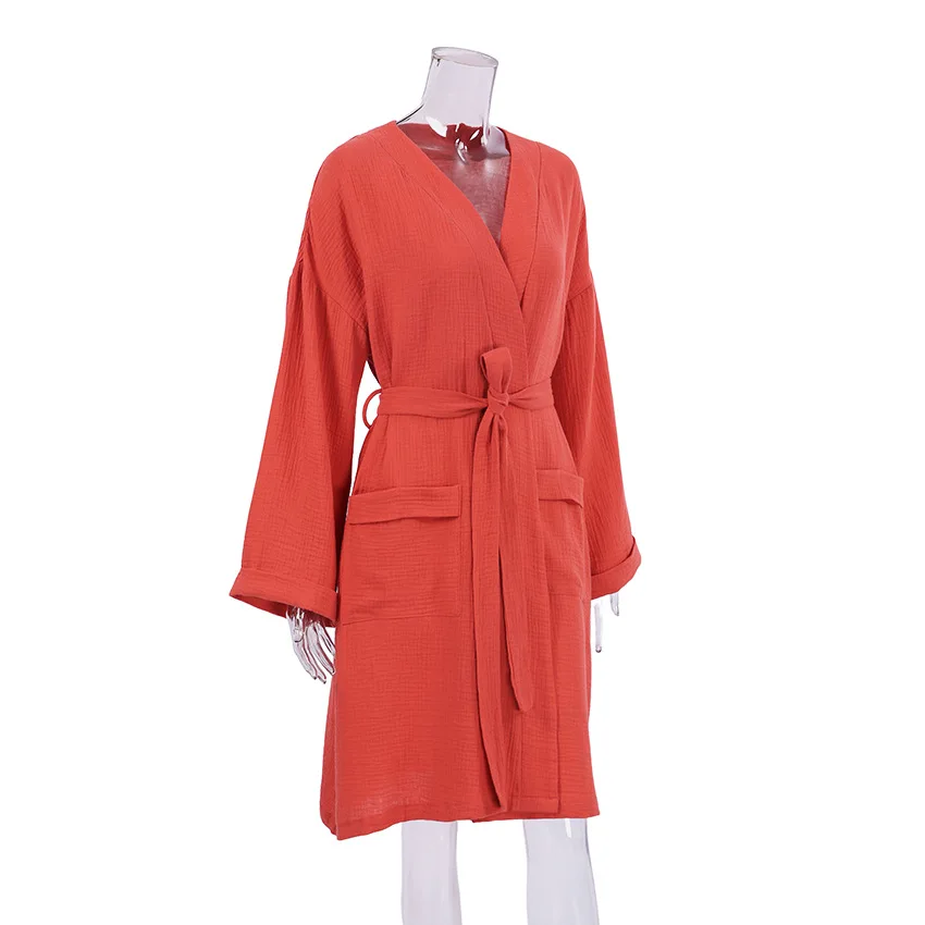 Women Bathrobe Losse Long Sleeve Spring Autumn Sleepwear Home Robe Cotton Robe For Women Home Clothing Sleepwear