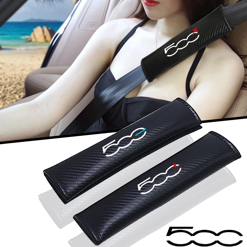 

car accessories carbon fiber seat belt cover for fiat 500 500l 500x 500e abarth electric accesorios para auto seatbelt cover