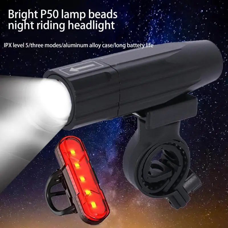 

Фонарь велосипедный передний Телескопический с зарядкой от USB, алюминиевый сплав