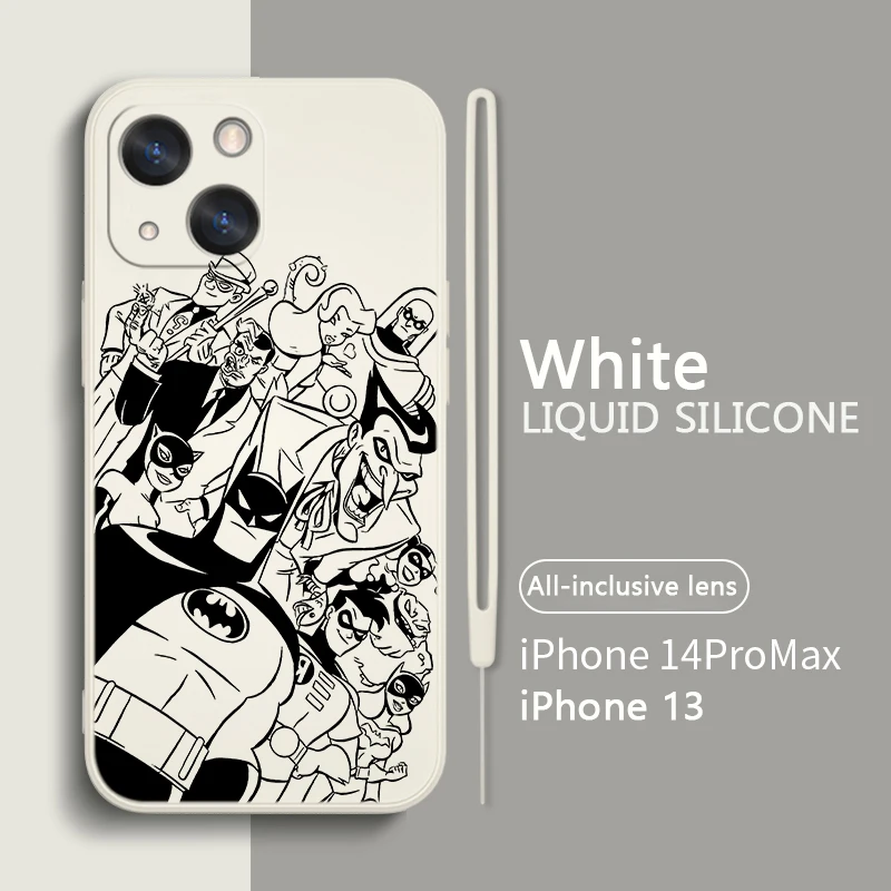 

Cartoon Superhero Batman Move Phone Case For Apple iPhone 14 13 12 mini 11 Pro Max 8 7 Plus XR XS X Liquid Rope Funda Cover
