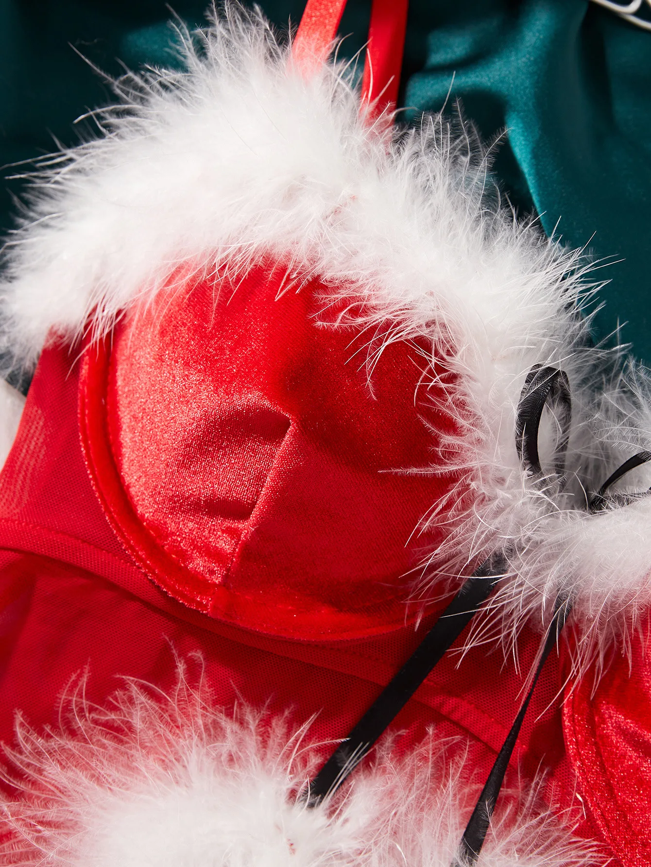 Рождественское платье Ellolace со стрингами и перьями бархатное мини-платье с бантом