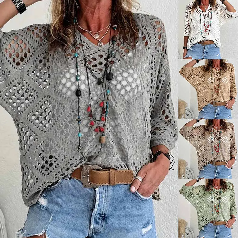 Повседневная Блузка с рукавом летучая мышь свитер для повседневного